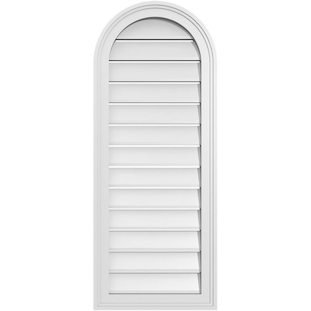 Ekena Millwork Round Top Surface Mount PVC Gable Vent: Functional, w/ 2"W x 1-1/2"P Brickmould Frame, 16"W x 40"H GVPRT16X4002SF